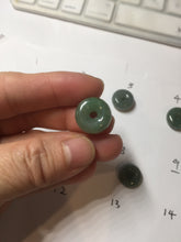 Load image into Gallery viewer, 12-19mm Type A 100% Natural dark green black gray(老油青) Jadeite Safety Guardian Button donuts pendant PF10