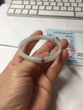 Load image into Gallery viewer, 47.6mm certified 100% natural type A light green red white(Forever Cinnabar in My Heart) thin square style jadeite bangle PH253-0982