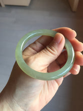 Load image into Gallery viewer, 52.5mm Certified 100% Natural icy waery light green/yellow/gray round cut nephrite jade bangle HN35-3599