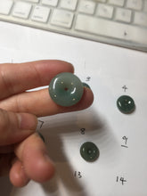 Load image into Gallery viewer, 12-19mm Type A 100% Natural dark green black gray(老油青) Jadeite Safety Guardian Button donuts pendant PF10