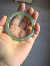 Load image into Gallery viewer, 52.5mm Certified 100% Natural icy waery light green/yellow/gray round cut nephrite jade bangle HN35-3599