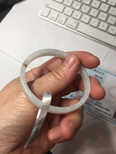 Load image into Gallery viewer, 47.6mm certified 100% natural type A light green red white(Forever Cinnabar in My Heart) thin square style jadeite bangle PH253-0982