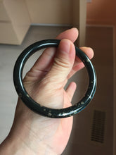 Load image into Gallery viewer, 60.8mm certified 100% Natural dark green/black meteorite round cut nephrite bangle HT170-0577