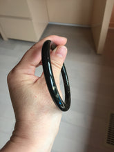 Load image into Gallery viewer, 60.8mm certified 100% Natural dark green/black meteorite round cut nephrite bangle HT170-0577