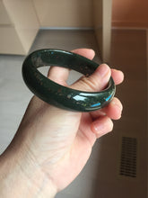 Load image into Gallery viewer, 62.2mm 100% Natural Dark Green/Black Meteorite Starry Night Sky Galaxy Nephrite Bangle HK4-5902