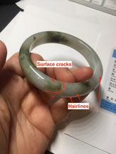 Load image into Gallery viewer, 57.7mm certified Type A 100% Natural dark green brown white with floating seaweed Jadeite Jade bangle BS24-7692