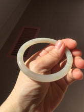 Load image into Gallery viewer, 56.3mm Certified 100% Natural Pale Lotus Pink (淡藕粉) & Gray Round-Cut Nephrite Jade Bangle HN145-3372