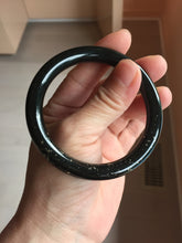 Load image into Gallery viewer, 54.2mm certified 100% Natural dark green/black meteorite round cut nephrite bangle HT169-0567
