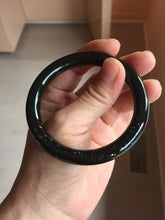 Load image into Gallery viewer, 54.2mm certified 100% Natural dark green/black meteorite round cut nephrite bangle HT169-0567