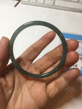 Load image into Gallery viewer, 56.5mm Certified Type A 100% Natural icy watery green/blue/black/gray slim round cut Guatemala Jadeite bangle PC63-7050