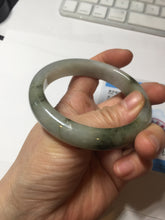 Load image into Gallery viewer, 57.7mm certified Type A 100% Natural dark green brown white with floating seaweed Jadeite Jade bangle BS24-7692