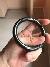 Load image into Gallery viewer, 54.2mm certified 100% Natural dark green/black meteorite round cut nephrite bangle HT169-0567