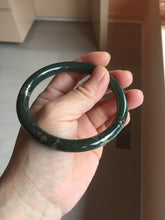 Load image into Gallery viewer, 60.9mm 100% Natural Dark Green/Black Meteorite Star Night Sky Galaxy Round Cut Nephrite Bangle HK3-0558