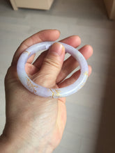 Load image into Gallery viewer, 52.7mm 100% Natural type A purple white carved and golden-painted Jadeite Jade bangle BP165-0271