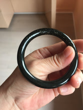 Load image into Gallery viewer, 54.2mm certified 100% Natural dark green/black meteorite round cut nephrite bangle HT169-0567