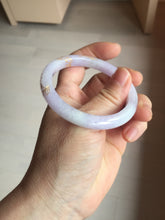 Load image into Gallery viewer, 52.7mm 100% Natural type A purple white carved and golden-painted Jadeite Jade bangle BP165-0271