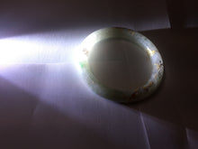 Load image into Gallery viewer, 53.3mm certified 100% natural Type A sunny green white carved and golden-painted jadeite jade bangle PF75