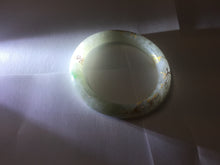 Load image into Gallery viewer, 53.3mm certified 100% natural Type A sunny green white carved and golden-painted jadeite jade bangle PF75