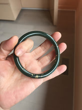 Load image into Gallery viewer, 60.9mm 100% Natural Dark Green/Black Meteorite Star Night Sky Galaxy Round Cut Nephrite Bangle HK3-0558
