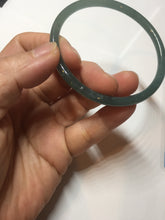 Load image into Gallery viewer, 56.5mm Certified Type A 100% Natural icy watery green/blue/black/gray slim round cut Guatemala Jadeite bangle PC63-7050