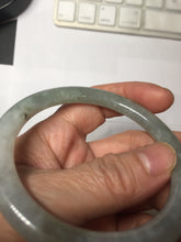 Load image into Gallery viewer, 54.5mm Certified Type A 100% Natural light green/gray/black round cut Jadeite bangle J147-3893