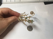 Load image into Gallery viewer, Size 50-64mm Alloy deer with 100% natural type A jadeite jade cabochon beads open Cuff bracelet PA64