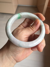 Load image into Gallery viewer, 61.5mm Type A 100% Natural sunny green/light white/purple chubby Jadeite Jade bangle with defects PJ59-1253