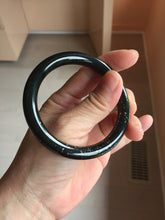Load image into Gallery viewer, 54.2mm certified 100% Natural dark green/black meteorite round cut nephrite bangle HT169-0567