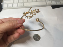 Load image into Gallery viewer, Size 50-64mm Alloy deer with 100% natural type A jadeite jade cabochon beads open Cuff bracelet PA64