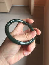 Load image into Gallery viewer, 60.9mm 100% Natural Dark Green/Black Meteorite Star Night Sky Galaxy Round Cut Nephrite Bangle HK3-0558
