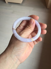 Load image into Gallery viewer, 52.7mm 100% Natural type A purple white carved and golden-painted Jadeite Jade bangle BP165-0271