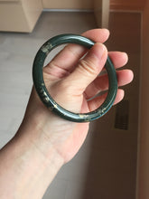 Load image into Gallery viewer, 60.9mm 100% Natural Dark Green/Black Meteorite Star Night Sky Galaxy Round Cut Nephrite Bangle HK3-0558