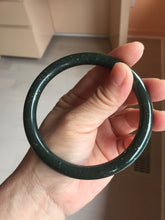 Load image into Gallery viewer, 64mm 100% Natural Dark Green/Black Meteorite Starry Night Sky Galaxy round cut Nephrite Bangle HK1-0552