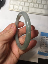 Load image into Gallery viewer, 54.5mm Certified Type A 100% Natural light green/gray/black round cut Jadeite bangle J147-3893