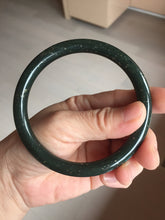 Load image into Gallery viewer, 64mm 100% Natural Dark Green/Black Meteorite Starry Night Sky Galaxy round cut Nephrite Bangle HK1-0552