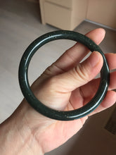 Load image into Gallery viewer, 64mm 100% Natural Dark Green/Black Meteorite Starry Night Sky Galaxy round cut Nephrite Bangle HK1-0552