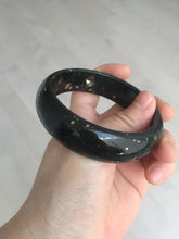 Load image into Gallery viewer, 59mm 100% Natural dark green/black meteorite Stellar Night sky nephrite Jade bangle HF94-1030
