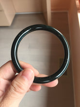 Load image into Gallery viewer, 62.5mm 100% Natural Dark Green/Black Meteorite Starry Night Sky Galaxy Nephrite Bangle HK2-0564