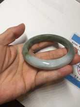 Load image into Gallery viewer, 57.4mm certified Type A 100% Natural dark green gray black white with floating seaweed Jadeite Jade bangle BS25-7689