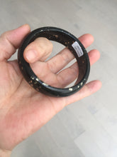Load image into Gallery viewer, 59mm 100% Natural dark green/black meteorite Stellar Night sky nephrite Jade bangle HF94-1030