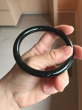 Load image into Gallery viewer, 62.5mm 100% Natural Dark Green/Black Meteorite Starry Night Sky Galaxy Nephrite Bangle HK2-0564