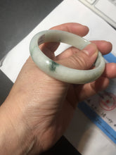 Load image into Gallery viewer, 55.5mm Certified type A 100% Natural light green with green flying flowers Jadeite bangle D131-4024