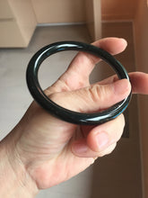 Load image into Gallery viewer, 62.5mm 100% Natural Dark Green/Black Meteorite Starry Night Sky Galaxy Nephrite Bangle HK2-0564