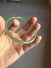 Load image into Gallery viewer, 59mm Certified 100% Natural light green/yellow/gray slim round cut nephrite jade bangle HN34-9226