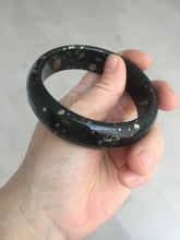 Load image into Gallery viewer, 59mm 100% Natural dark green/black meteorite Stellar Night sky nephrite Jade bangle HF94-1030
