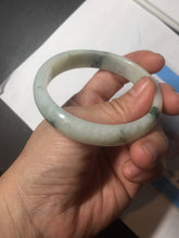 Load image into Gallery viewer, 55.5mm Certified type A 100% Natural light green with green flying flowers Jadeite bangle D131-4024