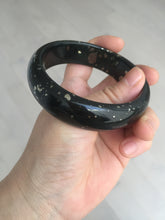 Load image into Gallery viewer, 59mm 100% Natural dark green/black meteorite Stellar Night sky nephrite Jade bangle HF94-1030