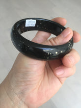 Load image into Gallery viewer, 59mm 100% Natural dark green/black meteorite Stellar Night sky nephrite Jade bangle HF94-1030