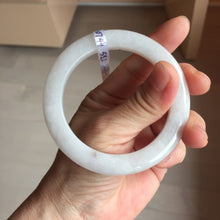 Load image into Gallery viewer, 55.2mm certified Type A 100% Natural white purple gray flat Jadeite Jade bangle AZ212-0741