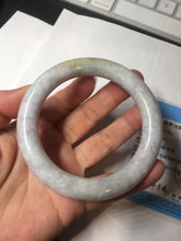 Load image into Gallery viewer, 56.7mm Certified 100% natural Type A white/purple/brown/yellow chubby round cut jadeite jade bangle BQ37-5803